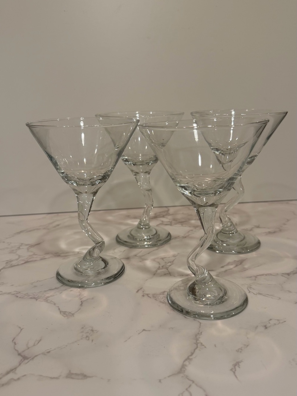 Libbey Z Stem Martini Glasses Set of 4 Clear Twisted Stem 9 oz Cocktail Barware